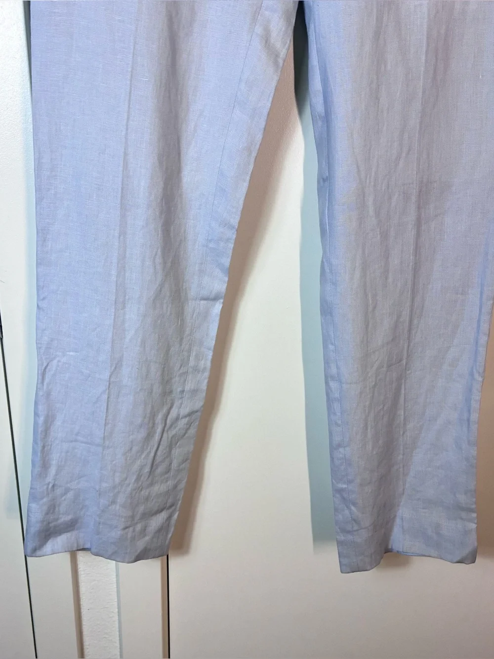 New REISS Men’s Kin Soft Blue 100% Linen Slim Fit Side Adjuster Trousers Size 32